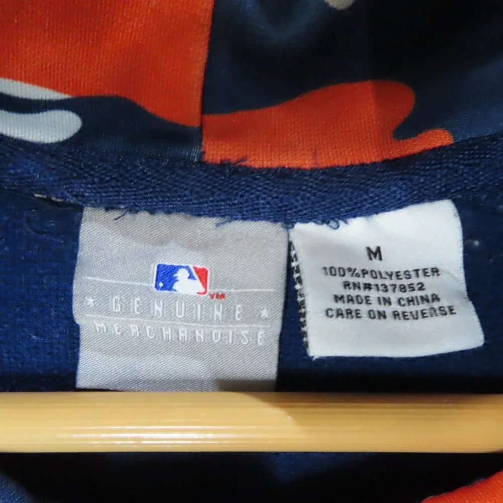 Detroit Tigers MLB Mens Navy Blue‎ Orange Camo Lined Hoodie Sweatshirt Medium